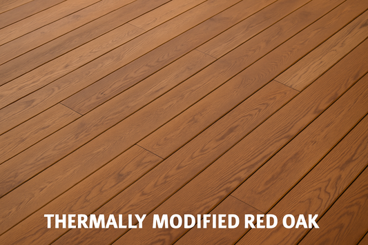 Waterproof thermally Red Oak flooring thermally modified using heat and steam